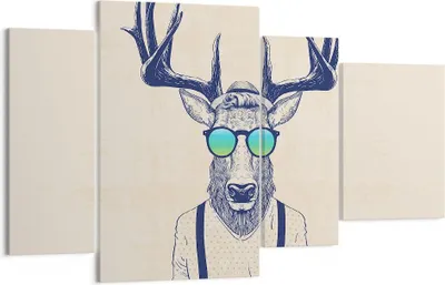 Produktbild von Bild auf Leinwand - Leinwandbild - Hirsch Abstraktion - 120x70cm - Wand Bild - Wanddeko - Leinwanddruck - Bilder - Kunstdruck - Wanddekoration - Leinwand bilder - Wandkunst - DL120x70-3808