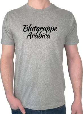 Produktbild von Huuraa Herren T-Shirt Blutgruppe Arabica Schriftzug XXL Sport Grey Bio Baumwolle Fairtrade Herrenshirt Geschenkidee