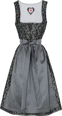 Produktbild von Elsa 2-teiliges Midi-Dirndl Kleid Dirndl Trachtenkleid Rocklänge 70cm, Farbe:Dunkelgrün, Größe:44/2XL