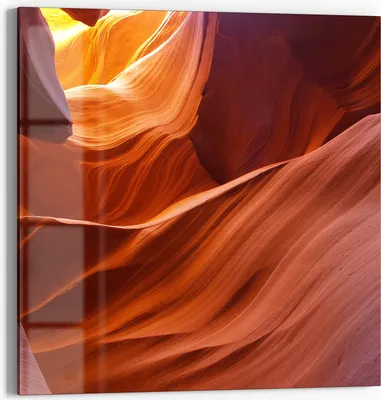 Produktbild von DEQORI Glasbild Echtglas 30x30 cm 'Lichtspiel des Feuerfels' Wandbild Bild modern Deko