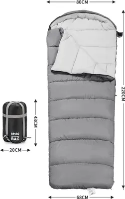 Produktbild von Outdoor-Camping-Schlafsack, Doppelschlafsack, Thermo-Schlafsack, maschinenwaschbar, kann in Einzelnutzung getrennt werden, grau, 1200g