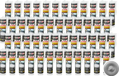 Produktbild von Isolbau Sanitär Silikon 48 x 300 ml Grau - Hochelastischer Silikon-Dichtstoff für Abdichtungen & Fugen – Schimmelresistent, wasserdicht - Kartusche
