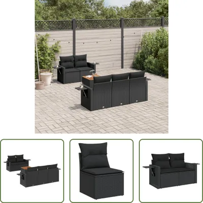 Produktbild von The Living Store 6-tlg. Garten-Sofagarnitur mit Kissen Schwarz Poly Rattan