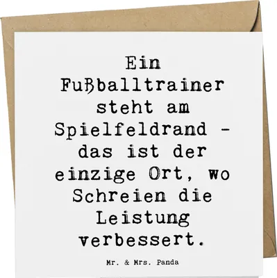 Produktbild von Mr. & Mrs. Panda Glückwunschkarte Spruch Fußballtrainer Energie - Weiß - Geschenk, doppelkarte, Berufe, faltkarte, anlasskarte, Fußballfans, Beruf, Grußkarte, Teamgefühl