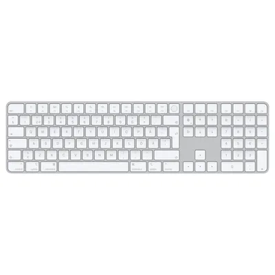 Zdjęcie produktu dla Apple Magic, pełnowymiarowy (100%), przewodowy i bezprzewodowy, USB + Bluetooth, aluminium, biały
