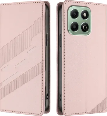 Produktbild von Hülle für Honor X6B/Honor X6A, Kunstleder Brieftaschen Handyhülle mit Kartenfach und Standfunktion Pink