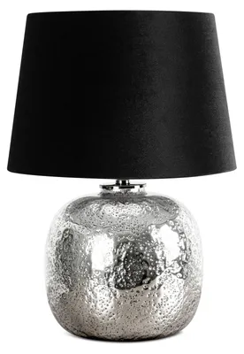 Zdjęcie produktu dla Lampa stołowa ANDREA 33x59 srebrno-czarna z abażurem