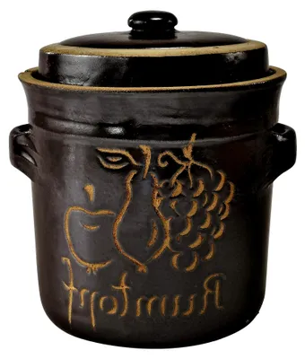 Produktbild von Gärtopf aus Steinzeug mit Deckel und Fruchtdekor, 4 l