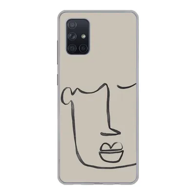 Produktbild von MuchoWow® Handyhülle Schutzhülle Hülle für Samsung Galaxy A51 Gesicht - Abstrakt - Strichzeichnung Silikon Softcase Handy Hülle - Schutzabdeckung