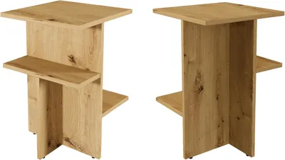 Produktbild von PLATAN ROOM Couchtisch 60 x 40 x 40 cm Beistelltisch Wohnzimmertisch weiß eiche schwarz