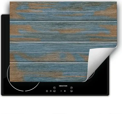 Produktbild von DarHaus Herdabdeckplatte 80x52 cm Anti Rutsch Matte Aufrollbar, blau - Holz