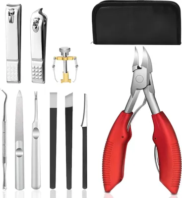 Produktbild von Zehennagelknipser für dicke oder eingewachsene Zehennägel, professionelle Fußnagelknipser und Zangen für Podologen – robuste Nagelschere aus Edelstahl mit weichem Griff