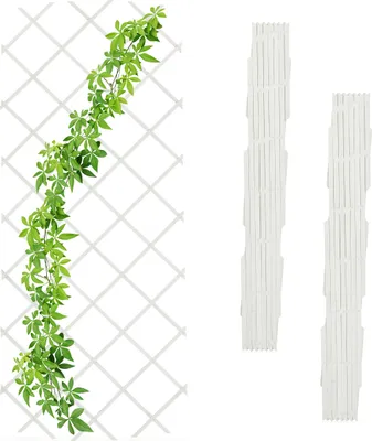 Produktbild von Relaxdays Rankgitter ausziehbar, 3er Set, 180x90 cm, Holz, Rankhilfe Kletterpflanzen, Holzgitter Wand, Spalier, weiß