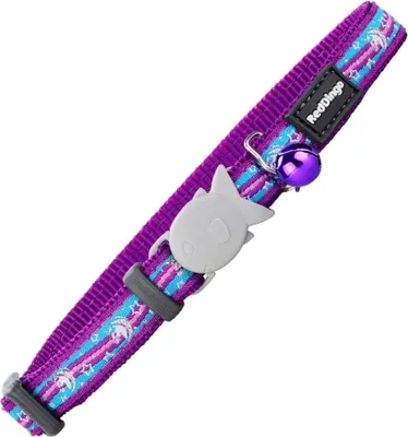 Image de Collier chat rouge style dingo violet 20-32 cm licorne