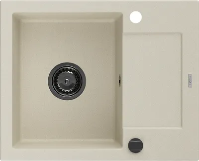 Produktbild von Mexen Enzo Granitspüle mit einem Becken und einer Abtropffläche 576 x 465 mm, Beige, Siphon Schwarz - 6506571005-69-B
