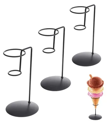 Eisbecher-Ständer aus Eisen, 3 Stück, schwarz, tropffrei