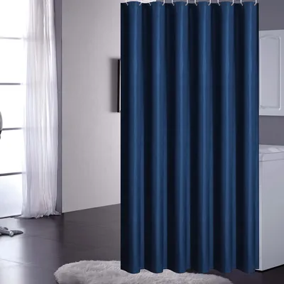 Image de Rideau de douche imperméable, résistant à la moisissure et à l'humidité Doublure de rideau de couleur pour salle de bain avec crochets, 180×200cm, bleu marine