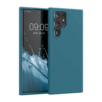 Produktbild von kwmobile Hülle kompatibel mit Samsung Galaxy S22 Ultra Hülle - Silikon Handy Case - Handyhülle weiche Oberfläche - kabelloses Laden - Petrol matt