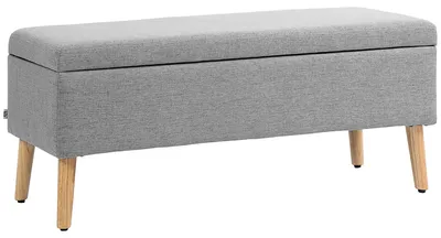 Image de Banc avec rangement - Banc de rangement rembourré - Revêtement en polyester - Charge maximale : 220 kg - Gris