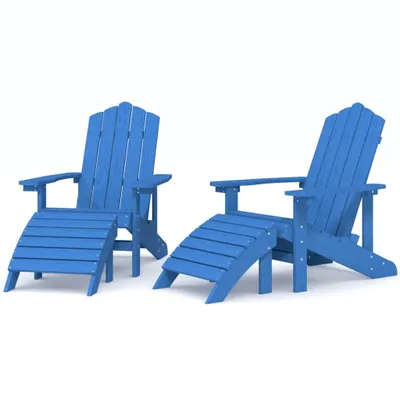 Produktbild von vidaXL Adirondack-Gartenstühle 2 Stk. mit Hockern HDPE Aquamarin