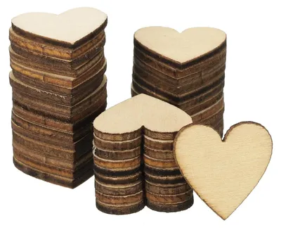 Productafbeelding van Houten hartjes - 25 mm - Voor knutselen en decoreren - Verpakking van 100 stuks