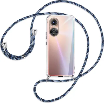 Produktbild von Handykette Backcover-Schutzhülle mit Band (Metall silberfarben) für Honor 50 (NTH-AN00) - Blautöne