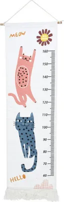 Zdjęcie produktu dla Miarka wzrostu na ścianę płócienna z frędzlami, do 160 cm wzrostu, 40 x 140 cm