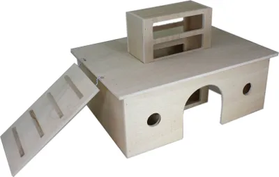 Produktbild von Elmato 12102 Futterpark Nagerhaus Skyline mit Futterstelle Heuschacht, 46x33x28cm