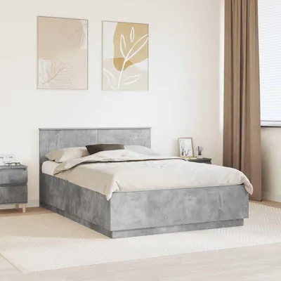 Zdjęcie produktu dla Maison Exclusive – rama łóżka z zagłówkiem, kolor szary betonowy, 160 x 200 cm, materiał drewnopochodny