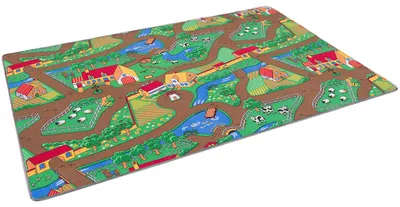 Produktbild von Straßenteppich Beidseitig Kinder Spielteppiche, Größe:200x300 cm, Design:Bauernhof Abenteuer