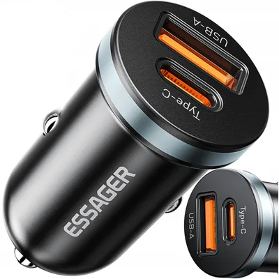 Produktbild von ESSAGER 30W USB-C QC 4.0+ Kfz-Schnellladegerät Schwarz