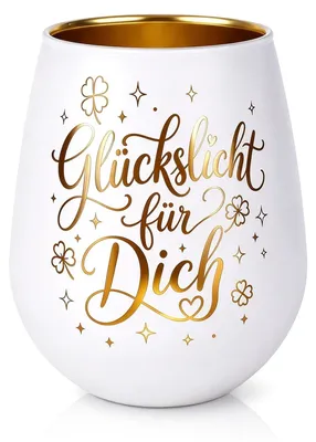 Windlicht aus Glas, 11,6 x 9 cm, Glückslicht für Dich