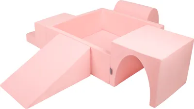 Zdjęcie produktu dla KiddyMoon piankowy plac zabaw ppzp-kw30d-125 z piłeczkami różowy: biały-szary-pudrowy róż basen 200/klin l/górka/tunel/schodek zabawka plac zabaw