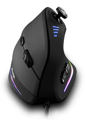 Produktbild von zelotes Ergonomische Maus mit Joystick,10000DPI,11 Programmierbare Tasten,USB Optische Vertikale Gaming Maus mit Kabel,für Laptop,Computer,PC,Schwarz