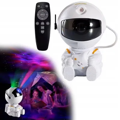 Obrázok produktu pre Nočná lampa projektor hviezd astronaut s časovačom USB napájaním 360 stupňovou projekciou a nastaviteľným jasom