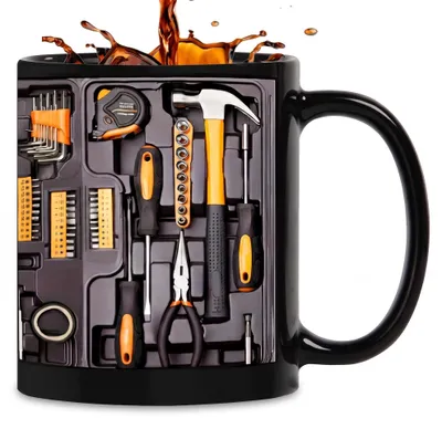 Productafbeelding van Omgoods - Gereedschapsbeker - Keramische Koffiemok met Gereedschapsdesign
