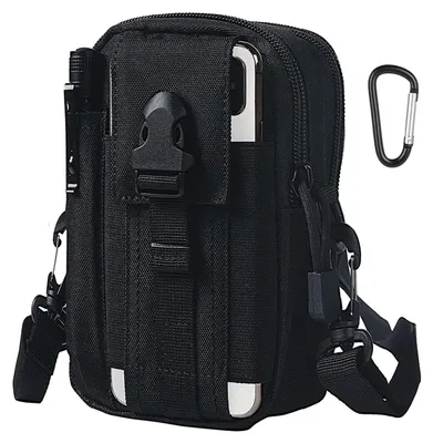 Produktbild von Taktische Gürteltasche, kompakte Militärgürteltasche, multifunktionale Gürteltasche, Tasche für Camping, Wandern, Radfahren, Klettern und Reisen mit Karabinerhaken, Nylon