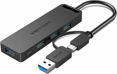 Produktbild von Vention CHTBB Schnittstellen-Hub USB 3.2 Gen 1 (3.1 Gen 1) Type-A + Type-C 5000 Mbit/s Schwarz