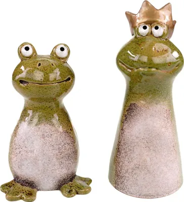 Produktbild von formano Zaundeko 2er-Set Frosch 17+22 cm Figur Steinzeug Lustige Zaunfiguren