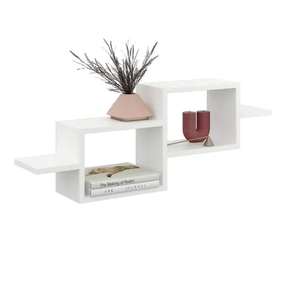 Produktbild von Wandregal Weiß 95x35 cm – Hängeregal für Dachschrägen – Modernes Wandregal zur Wandmontage – Offenes Regal für Wohnzimmer, Büro oder Flur