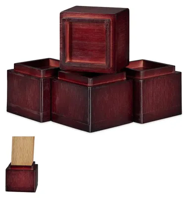 Obrázok produktu pre Relaxdays – sada 4 podložiek pod nábytok, zvýšenie o 8,5 cm, na stoly, stoličky a iný nábytok, VxŠxH 10x11,5x11,5 cm, červenohnedá