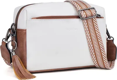 Produktbild von Roulens Damen Umhängetasche Veganem Leder Crossbody C-beige/Braun