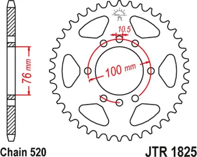 Image de Pignon de chaîne JT Sprockets 520 37Z diamètre intérieur 76mm cercle de trous 100mm
