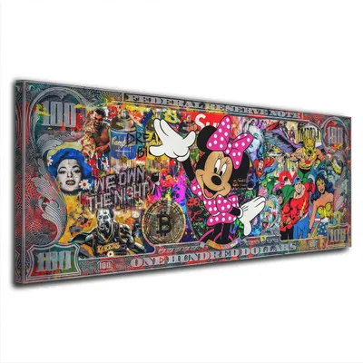 Produktbild von Comic Pop Art Maus All Leinwandbild Wandbild Kunstdruck XL Wanddeko: 50x20x2cm