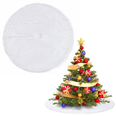 Obrázek produktu pro Dekorační podložka pod vánoční stromek, kulatá, bílá, plyšová, průměr 78 cm, určená pro krytí podstavce vánočního stromku