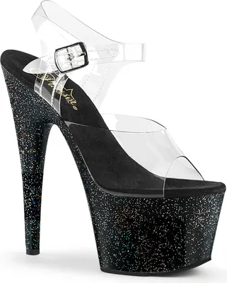 Produktbild von ADORE-708MG Damen Sandale von Pleaser, Transparent Schwarz , EU 35, US 5