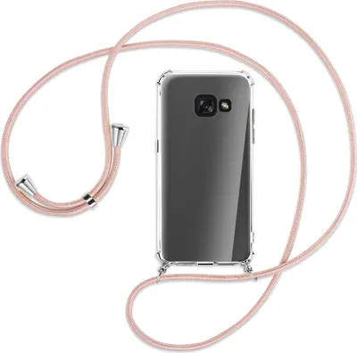 Produktbild von Handykette Backcover-Schutzhülle mit Band (Metall silberfarben) für Samsung Galaxy A3 2017 - roségold