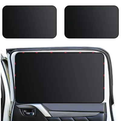 Productafbeelding van Zonbescherming voor auto, autoramen, polyester, zwart, anti-UV, 2 stuks, achterruiten
