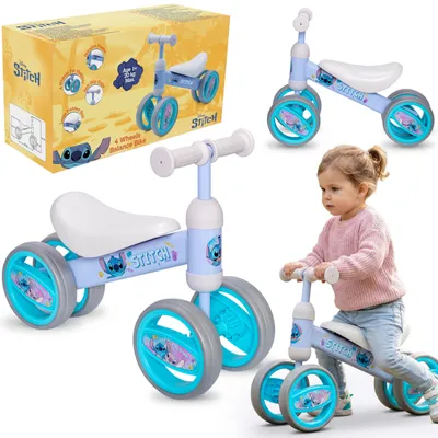 Produktbild von DISNEY Stitch Rutschfahrzeug für Mädchen ab 1 Jahr, 4 Räder, leicht und stabil aus Metall