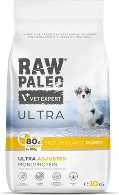 Immagine prodotto di Cibo secco per cuccioli VET EXPERT RAW PALEO Ultra Medium&Large Turkey - 10 kg